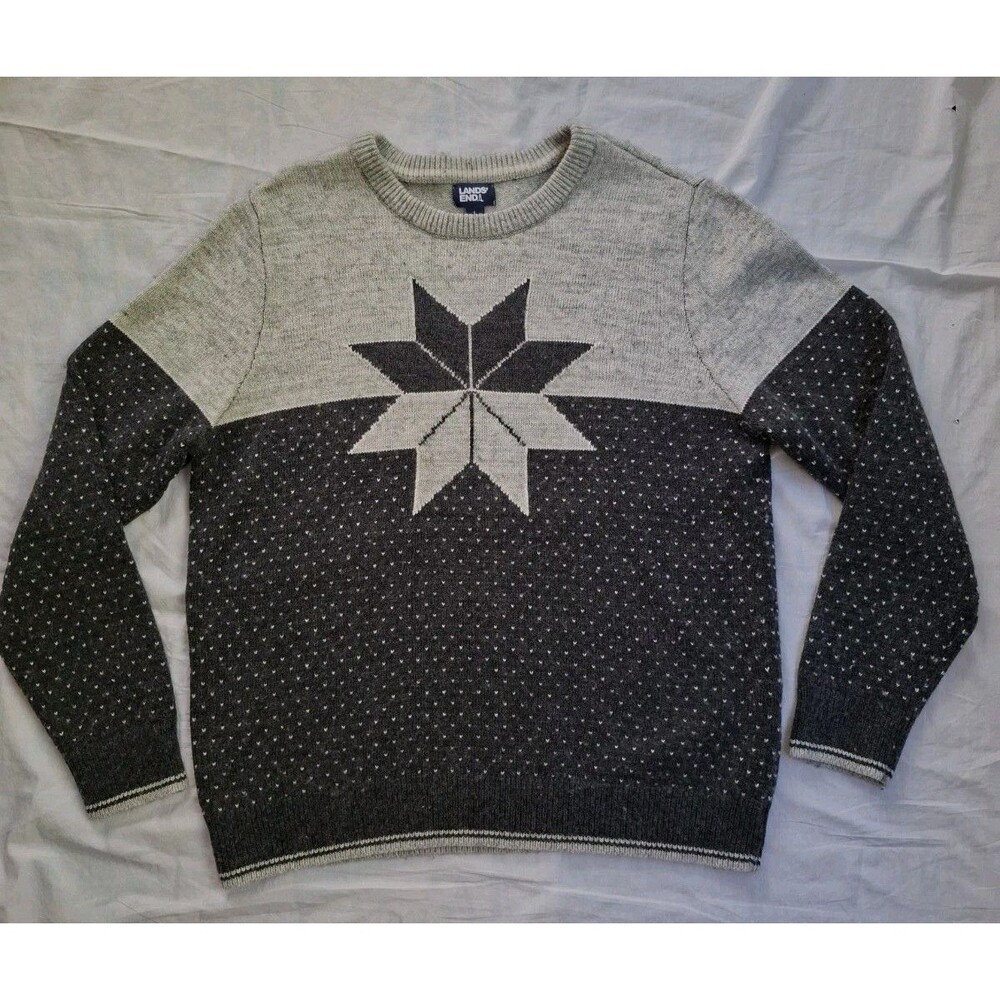 Lands Wool Blend Sweater Crewneck Knit Cabincore Gorpcore Cozy Men's Large